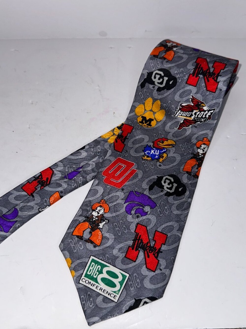 Big 8 Conference Neck Tie 1996 NCAA HUSKERS Iowa KU CU/Boulder OSU UofM OU
